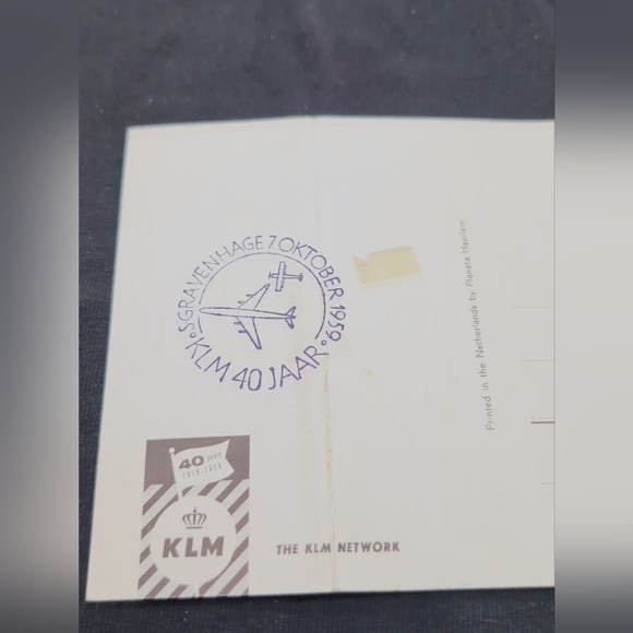 KLM October 7th 1959 World Map Postcard 40 Year Anniversary Netherlands - Picture 4 of 4